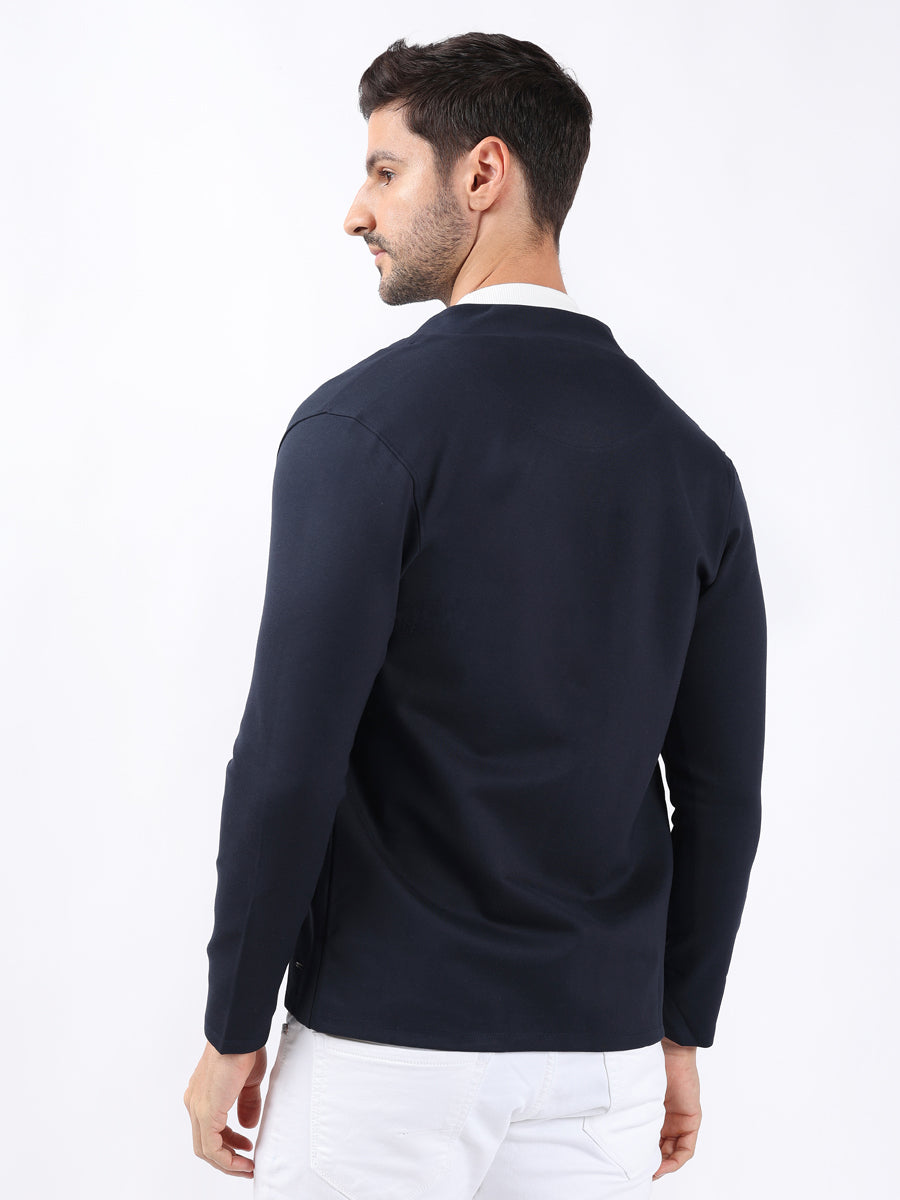 NAVY STYLISH STRETCH CARDIGAN-5