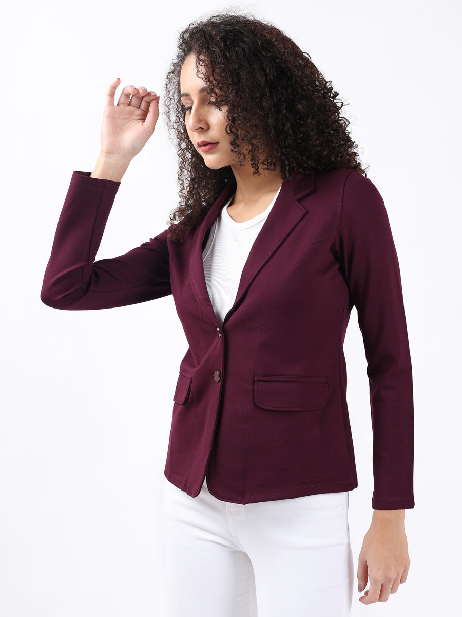 MAROON SINGLE-BREASTED BLAZER-3