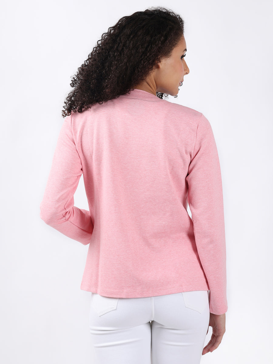 PINK MELANGE FRONT OPEN BLAZER-4