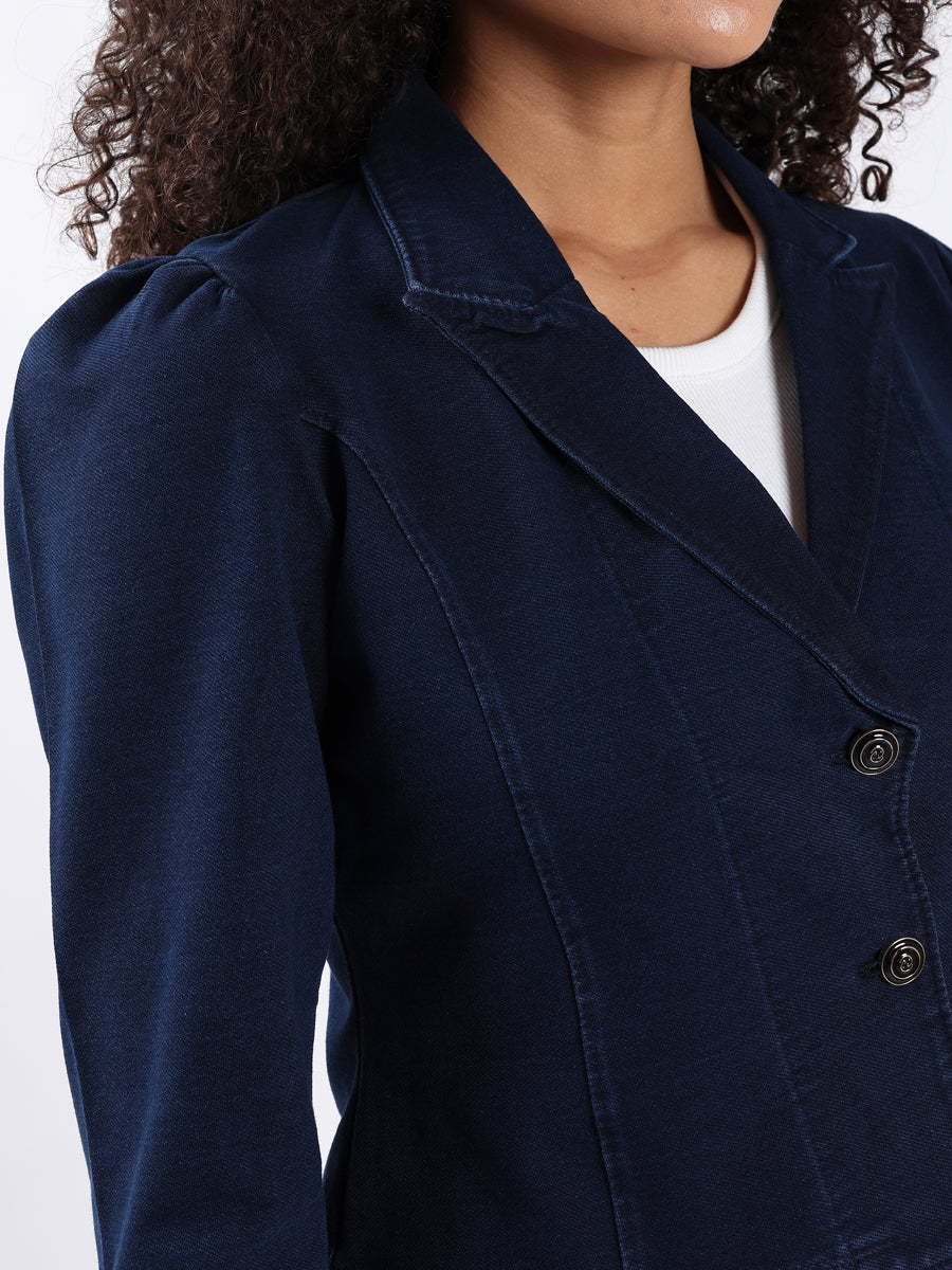 MARQUEE CROP BLUE DENIM BLAZER-5