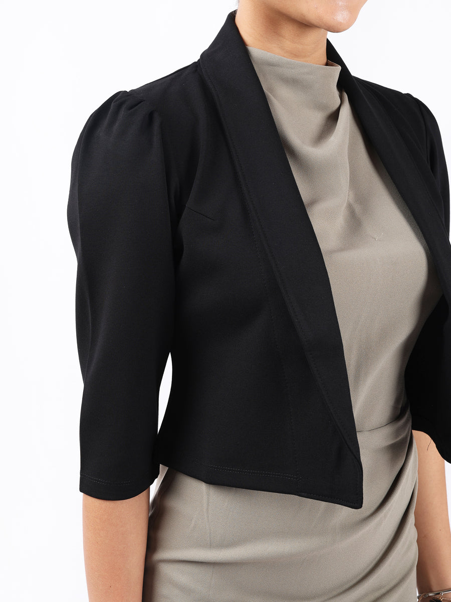 BLACK OVERLAP CROP SHRUG-3
