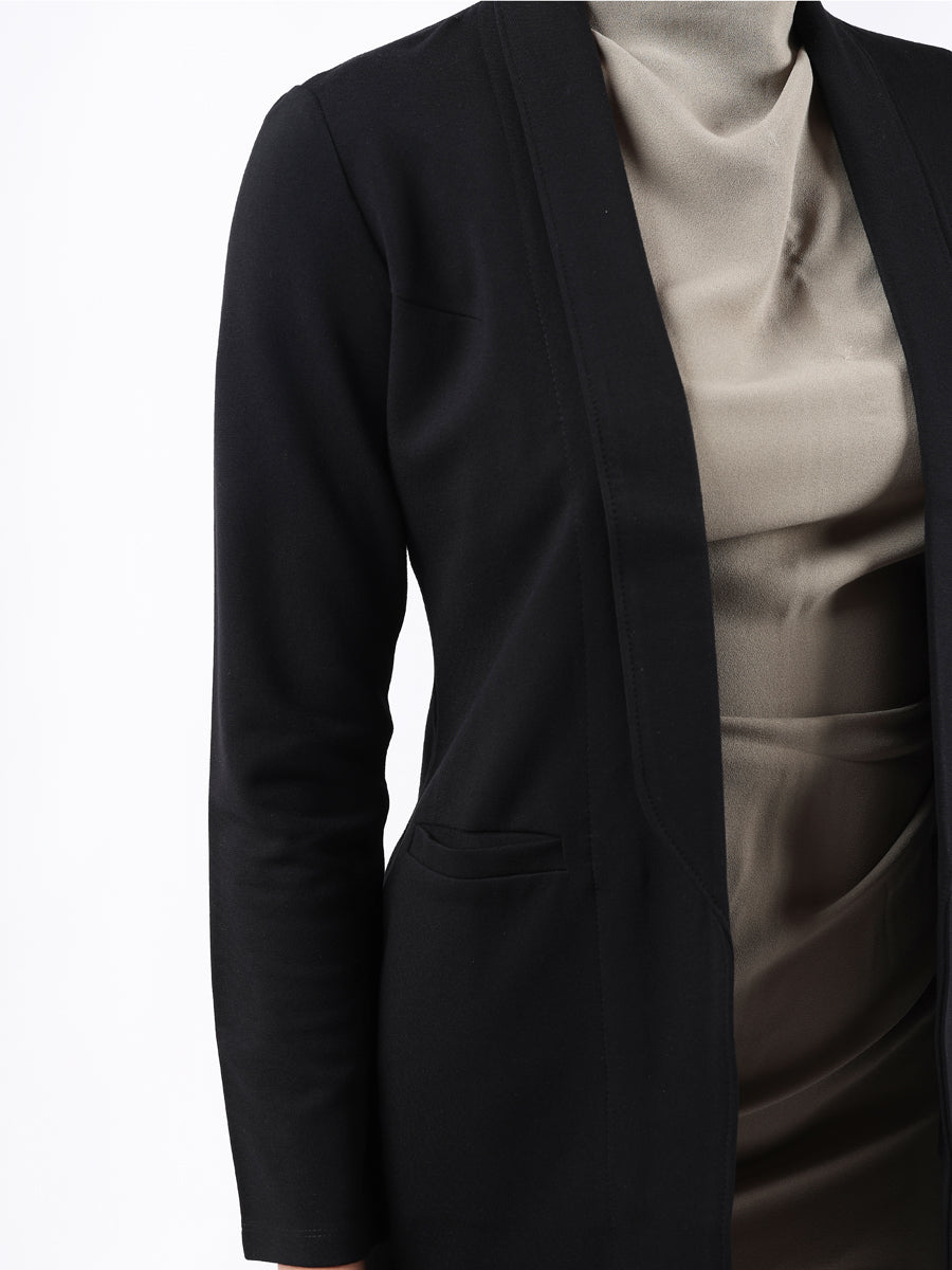 BLACK LONGLINE CARDIGAN-5