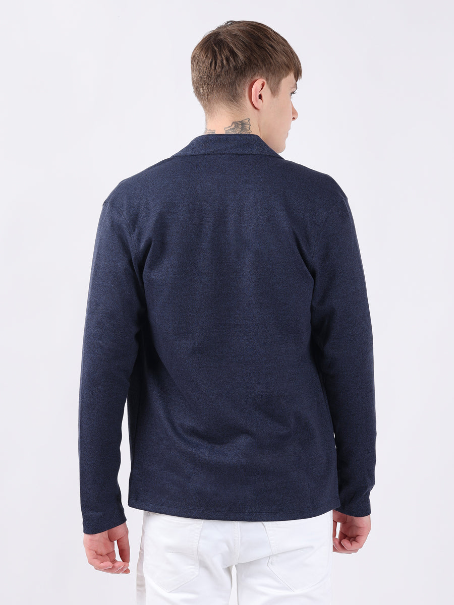 BLUE JACQUARD KNIT LIGHTWEIGHT CARDIGAN-4