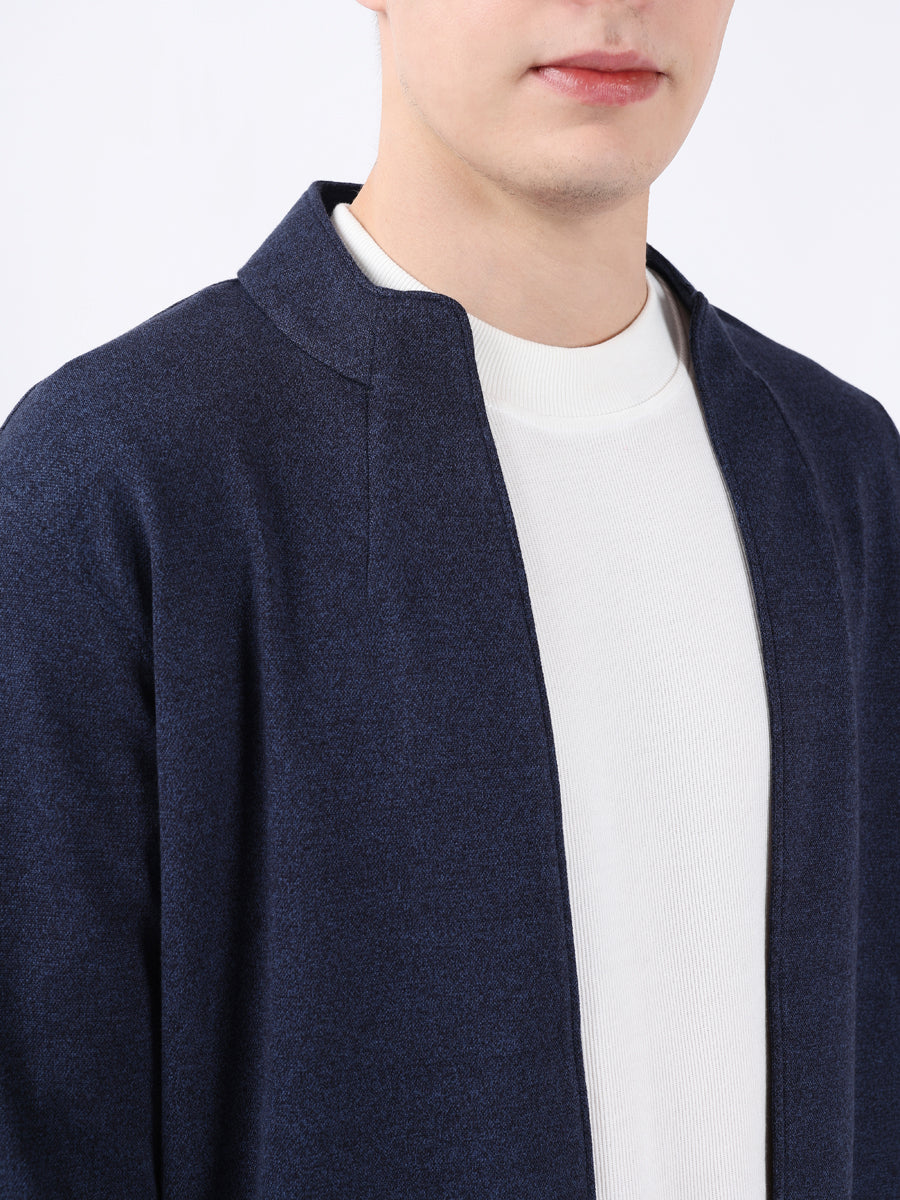 BLUE JACQUARD KNIT LIGHTWEIGHT CARDIGAN-5