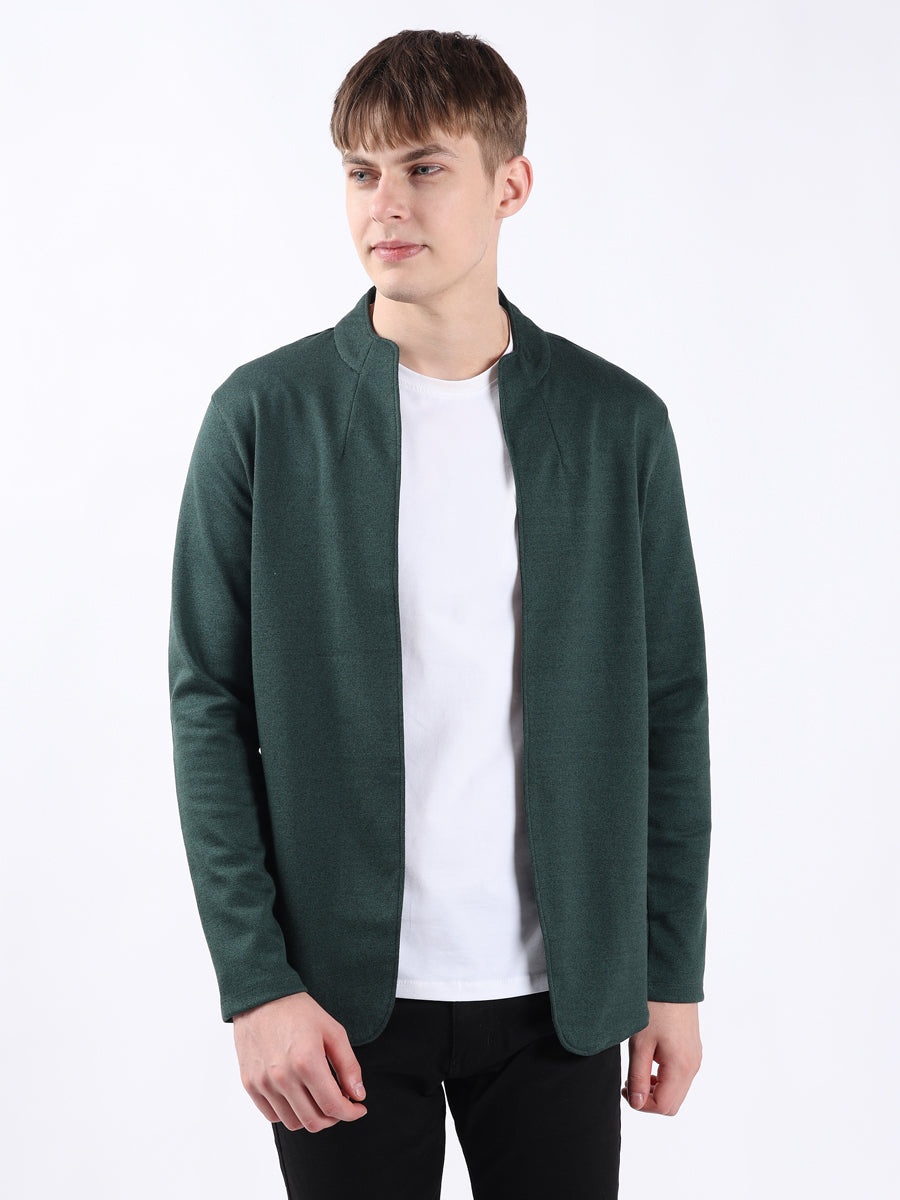 GREEN JACQUARD KNIT LIGHTWEIGHT CARDIGAN
