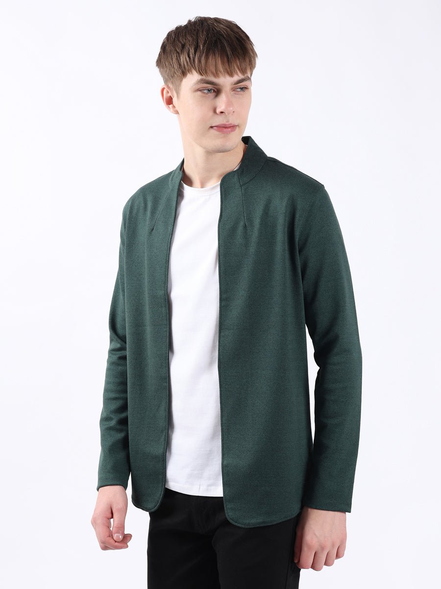 GREEN JACQUARD KNIT LIGHTWEIGHT CARDIGAN-3