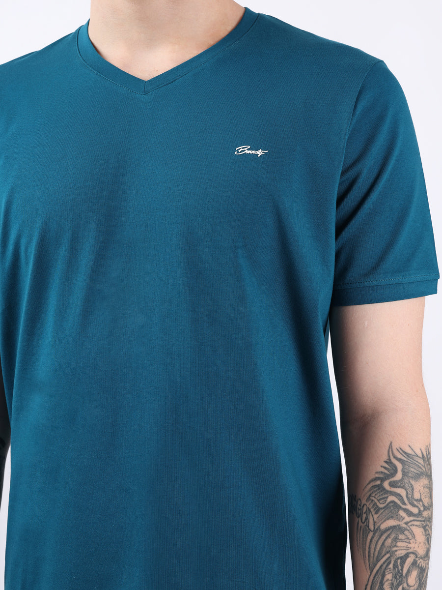 TEAL V-Neck light weight t-shirt-3