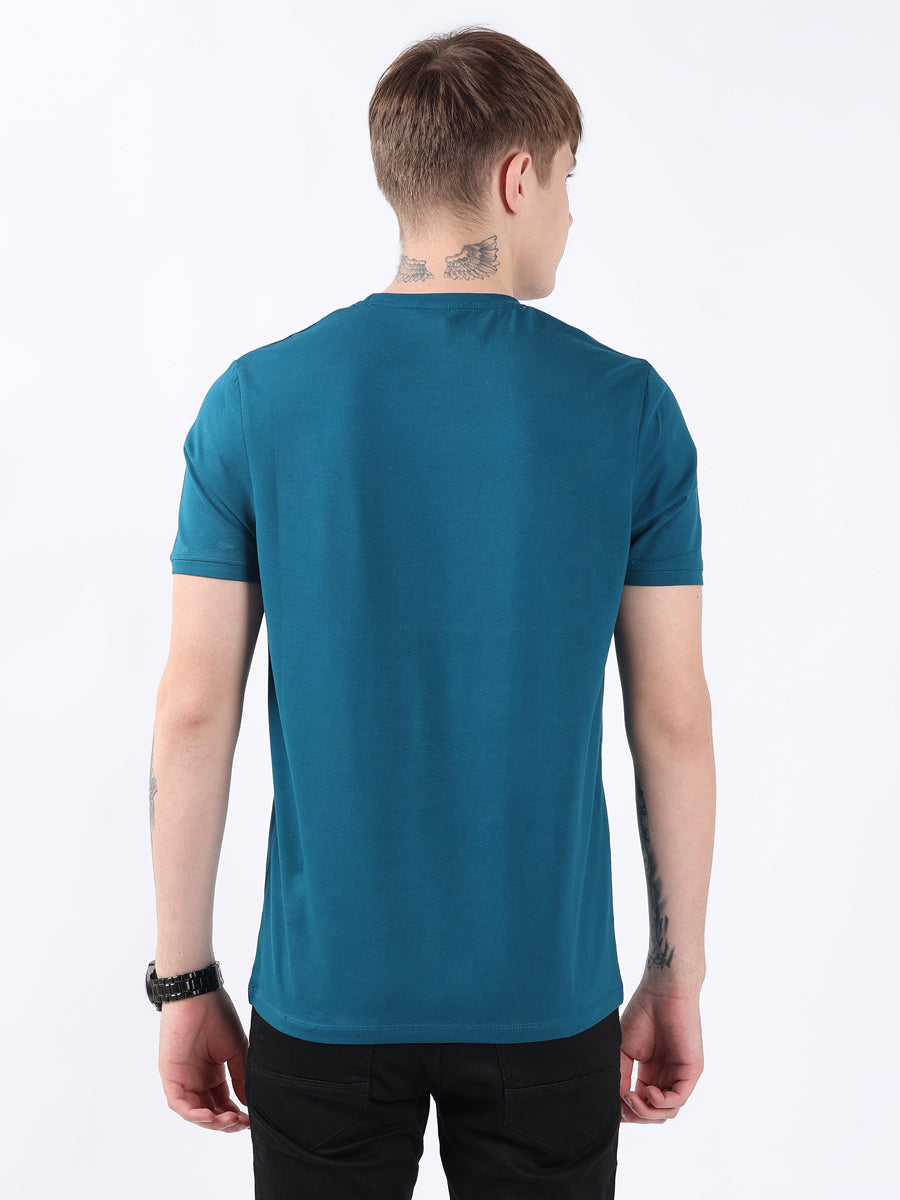 TEAL ROUND NECK LIGHT WEIGHT T-SHIRT-5