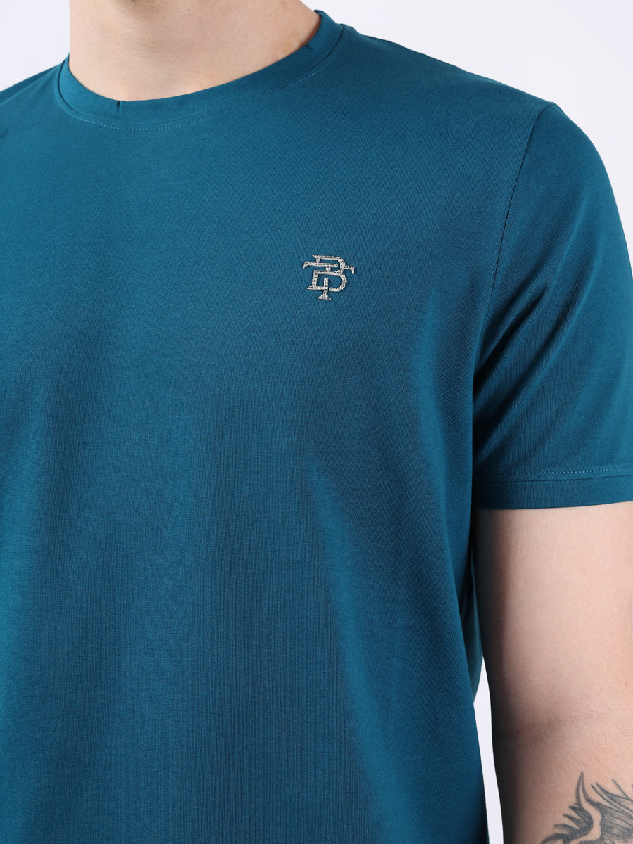 TEAL ROUND NECK LIGHT WEIGHT T-SHIRT-3