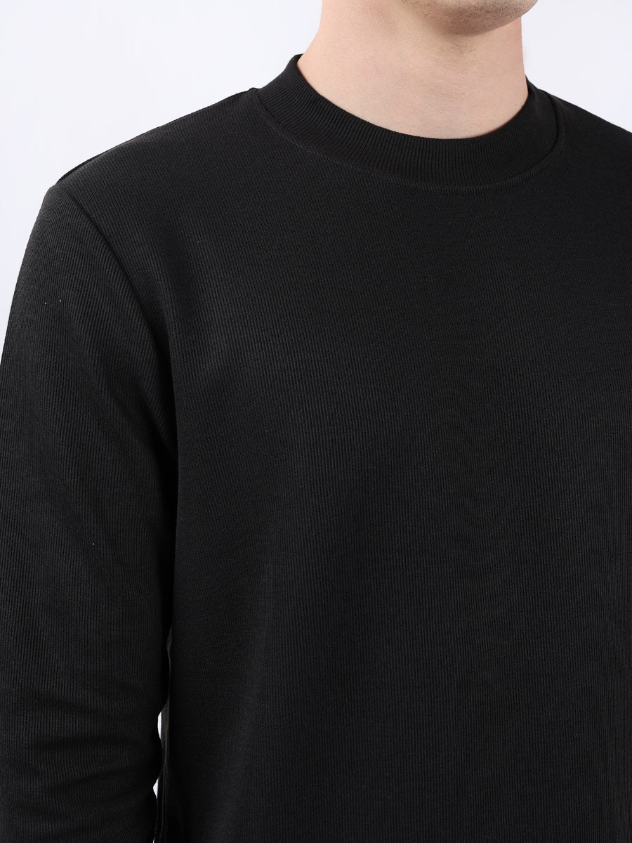 BLACK PLAIN HIGHNECK SWEATSHIRT-3