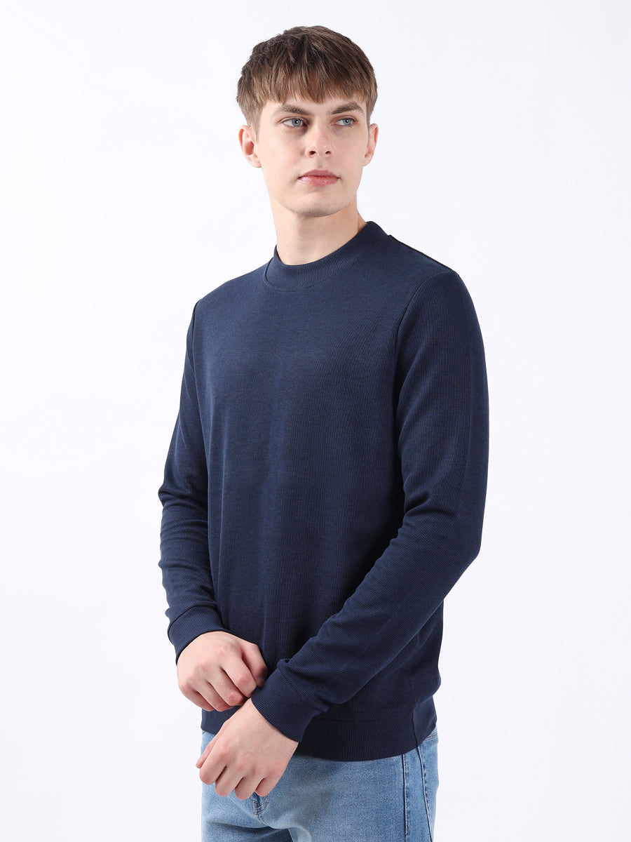 SOLID NAVY HIGHNECK SWEATSHIRT-3