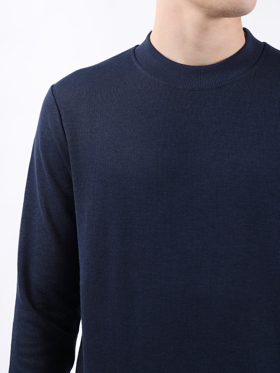 SOLID NAVY HIGHNECK SWEATSHIRT-4