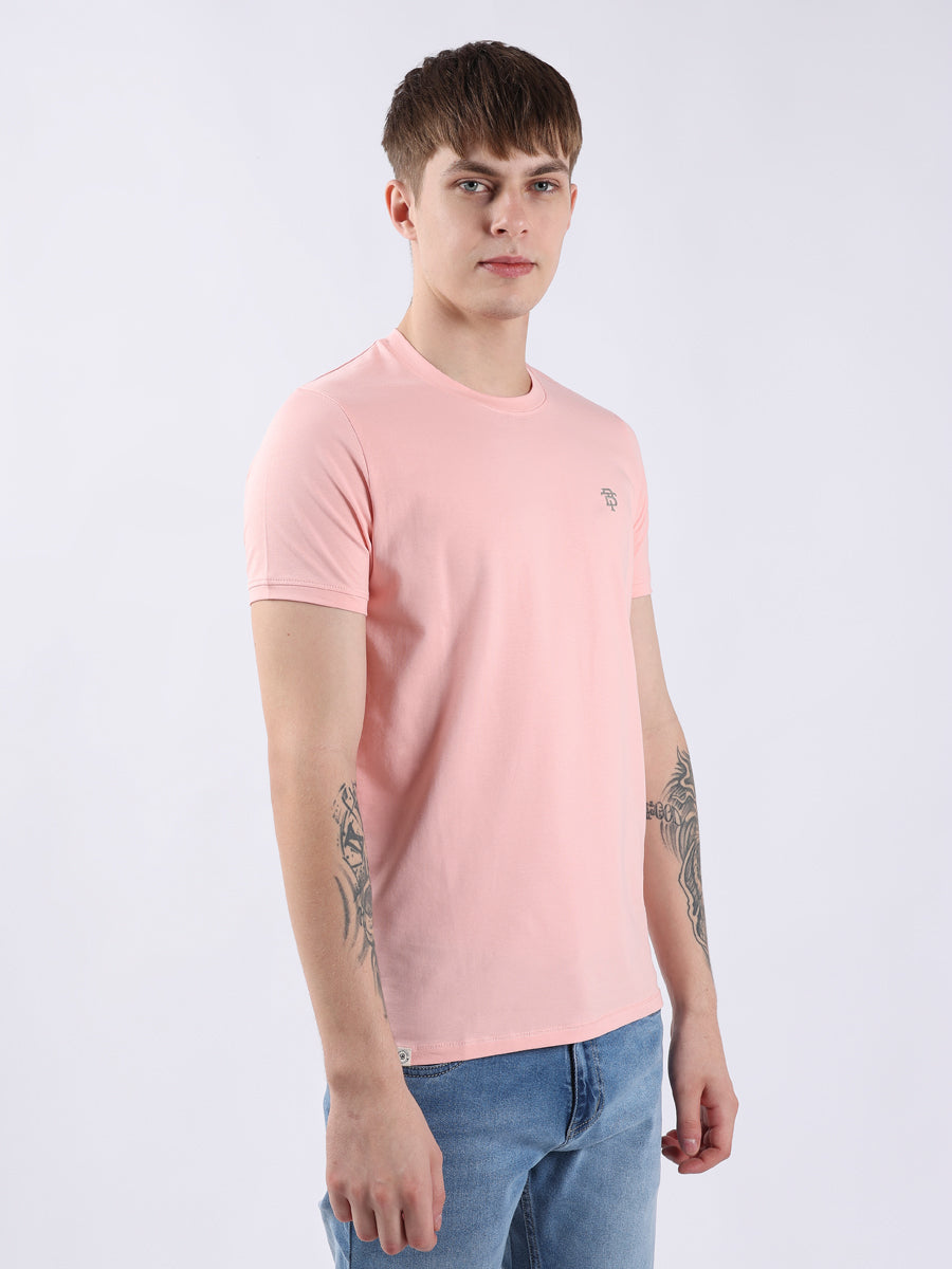 PINK ROUND NECK LIGHT WEIGHT T-SHIRT-4
