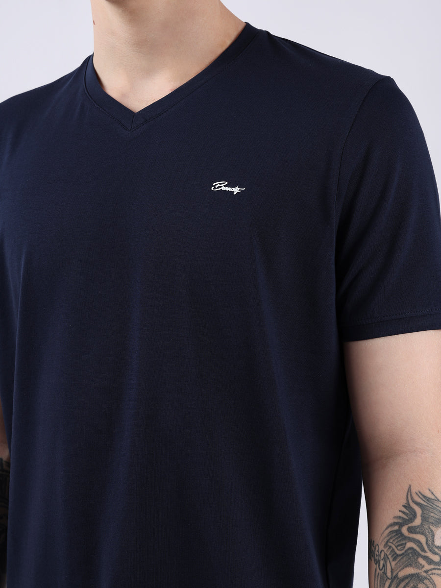 NAVY V-Neck light weight t-shirt-3