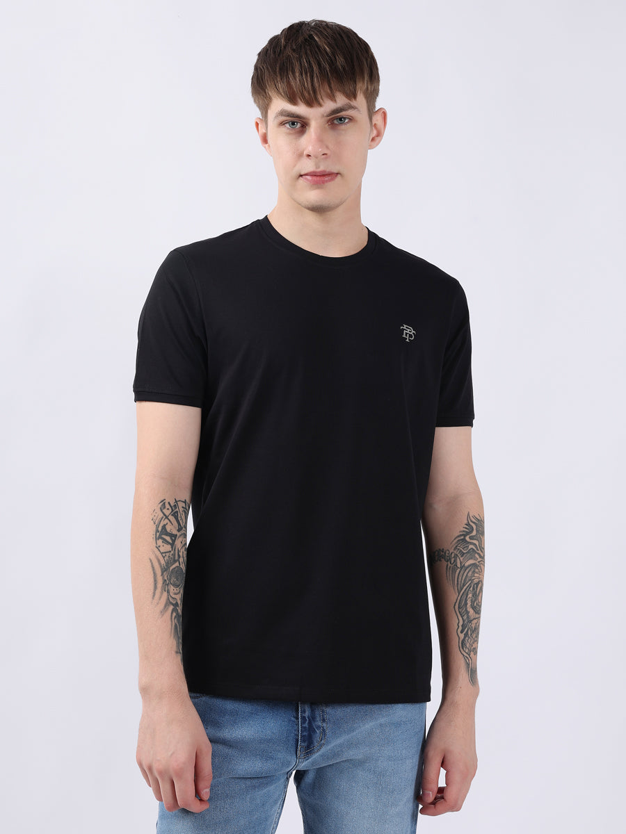 BLACK ROUND NECK LIGHT WEIGHT T-SHIRT-4