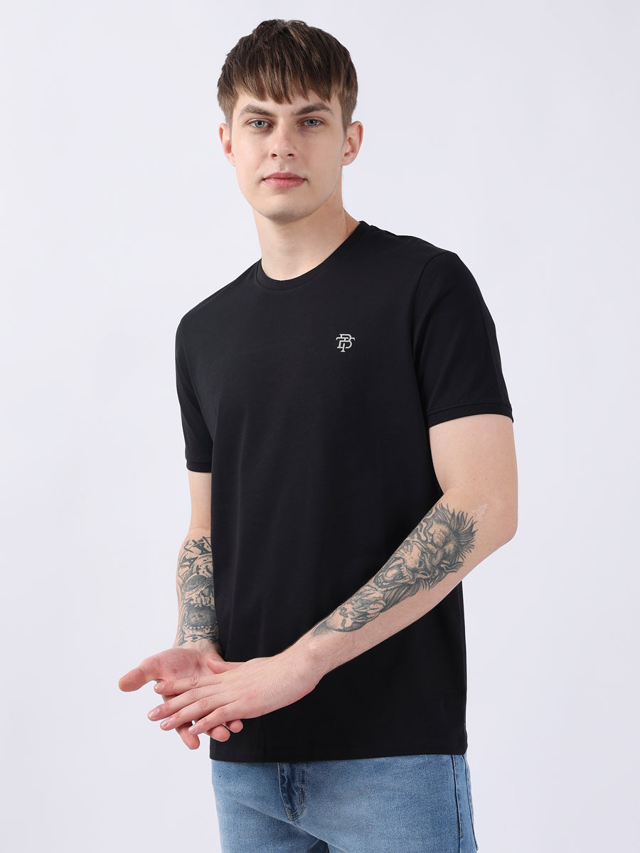 BLACK ROUND NECK LIGHT WEIGHT T-SHIRT