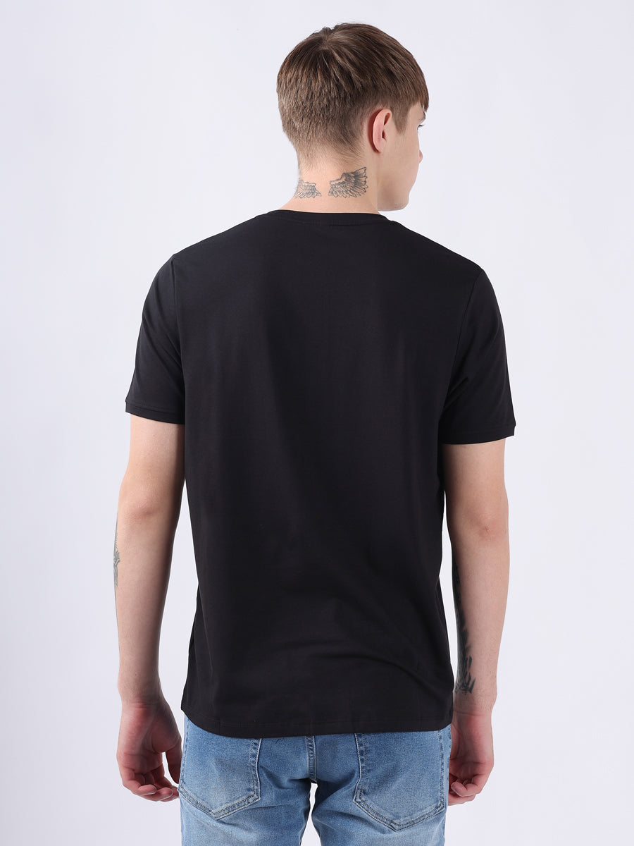 BLACK V-Neck light weight t-shirt-5