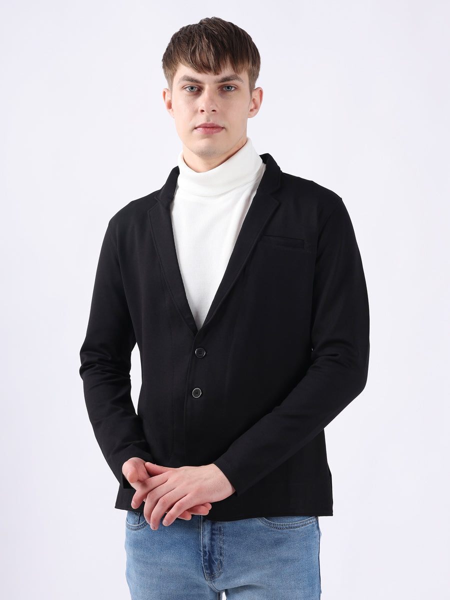 BLACK STYLISH STRETCH BLAZER-3