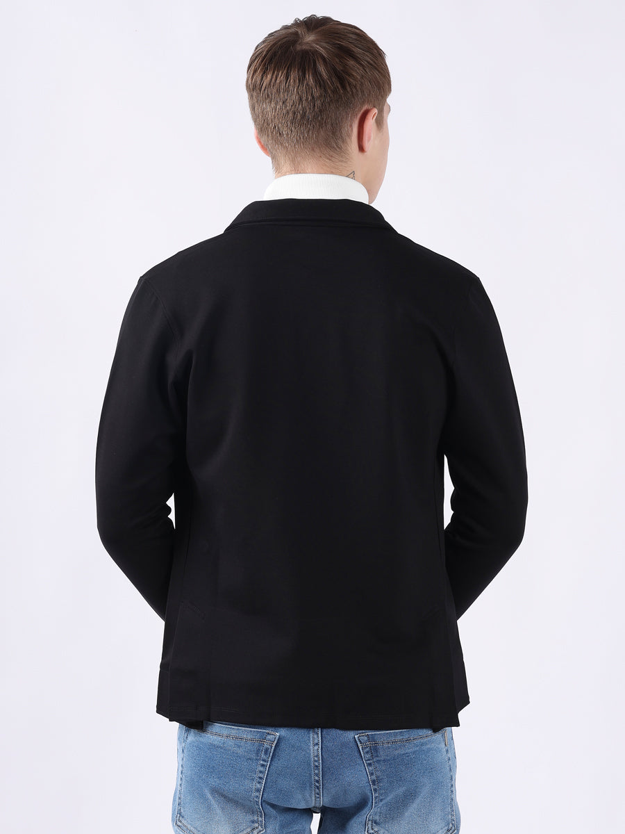 BLACK STYLISH STRETCH BLAZER-5