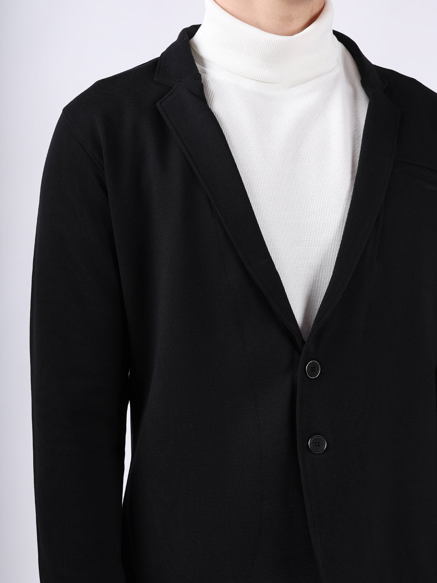 BLACK STYLISH STRETCH BLAZER-4