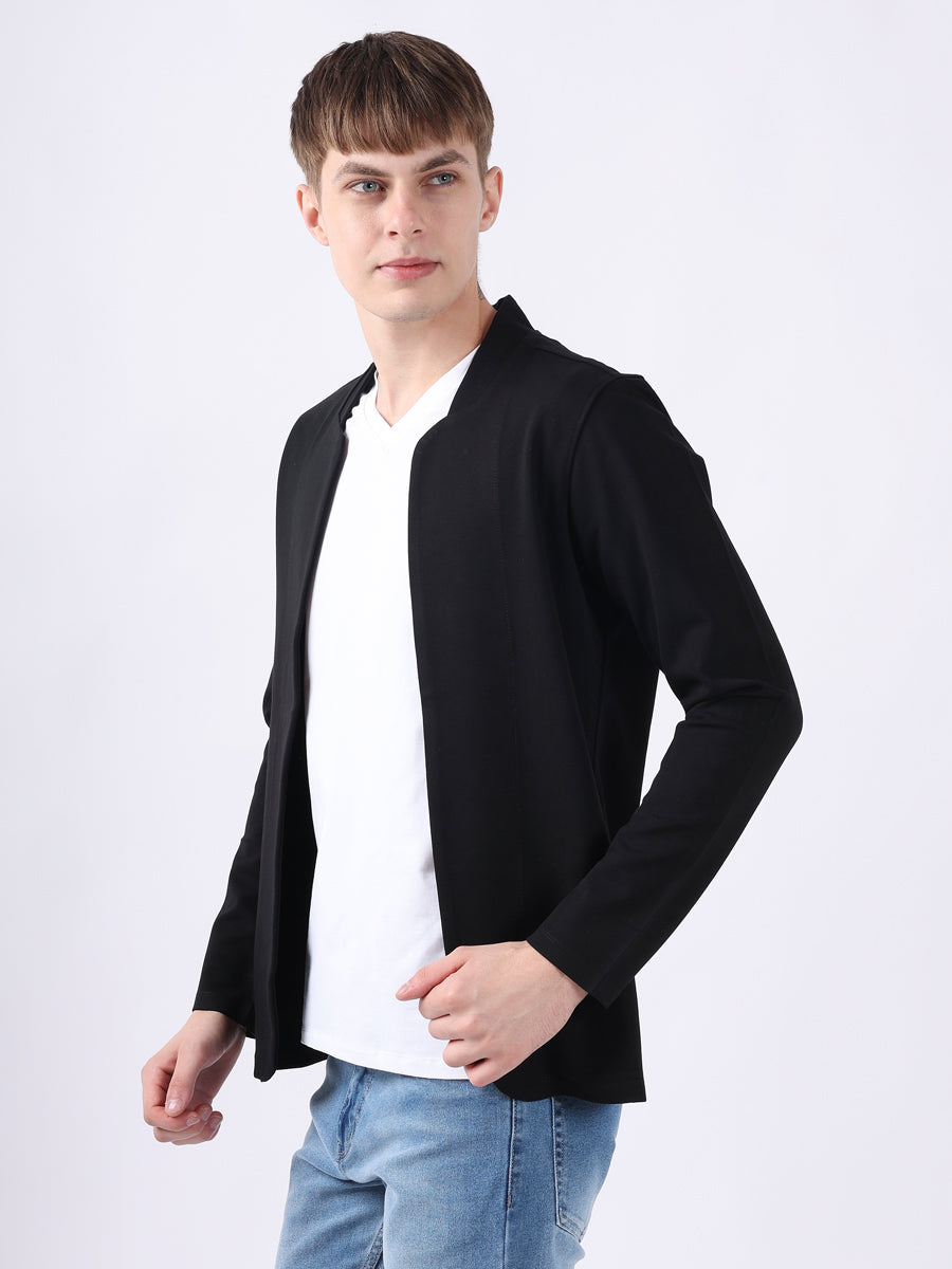 BLACK STYLISH STRETCH CARDIGAN-4