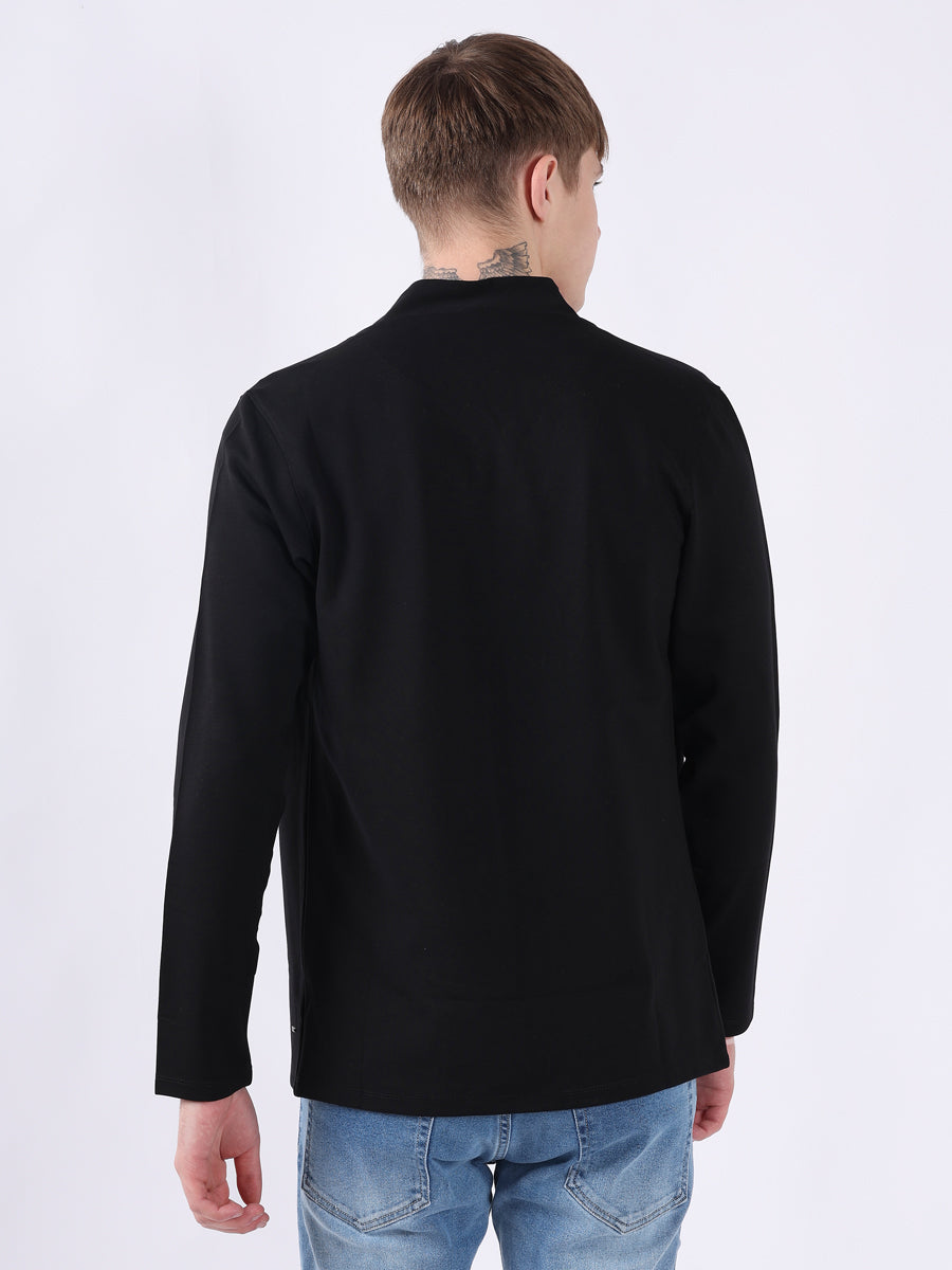BLACK STYLISH STRETCH CARDIGAN-5