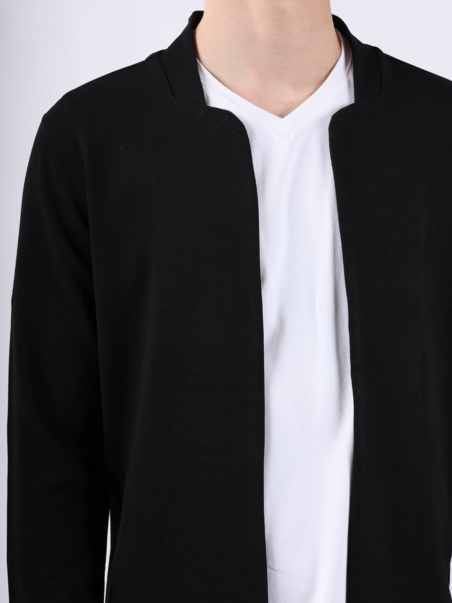 BLACK STYLISH STRETCH CARDIGAN-3