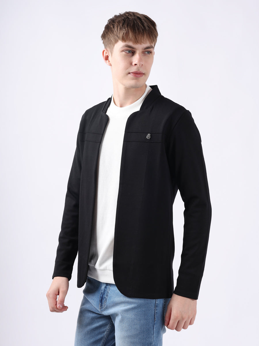 BLACK MODERN PINTUCK CARDIGAN-3