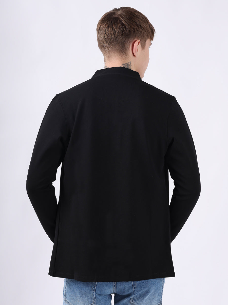 BLACK MODERN PINTUCK CARDIGAN-4
