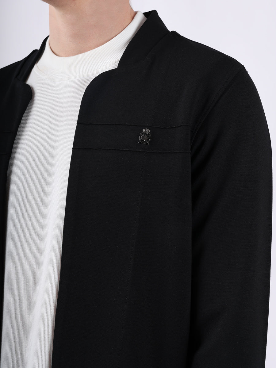 BLACK MODERN PINTUCK CARDIGAN-5