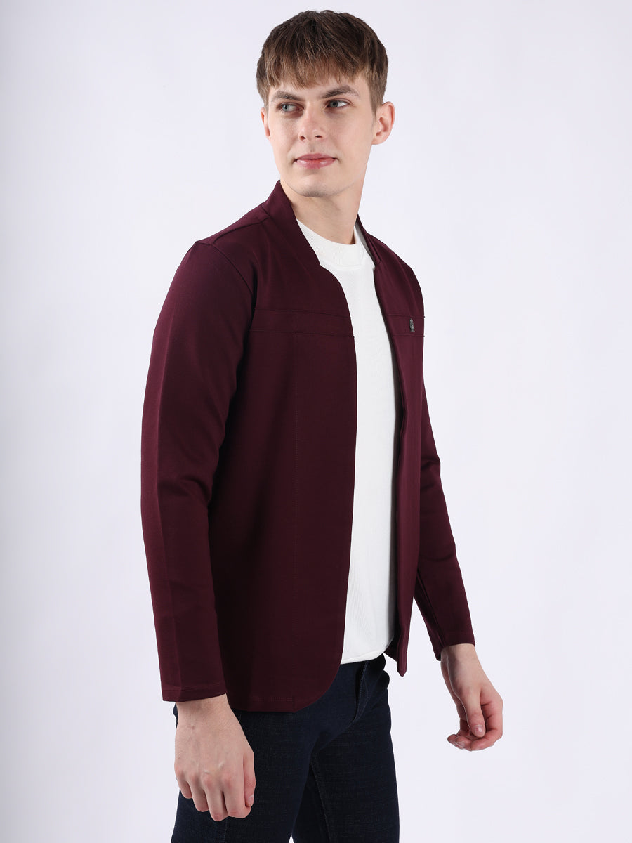 MAROON MODERN PINTUCK CARDIGAN-3