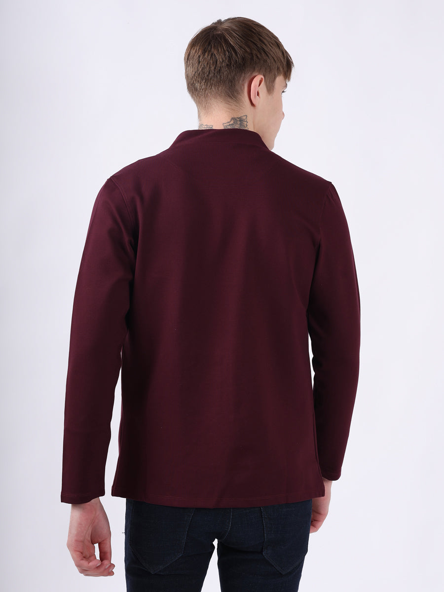 MAROON MODERN PINTUCK CARDIGAN-5