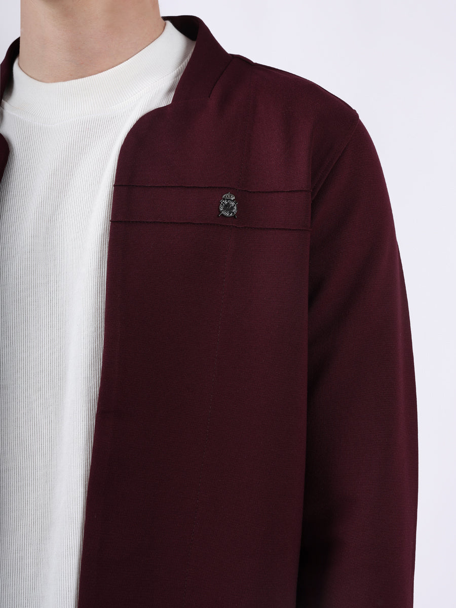 MAROON MODERN PINTUCK CARDIGAN-4