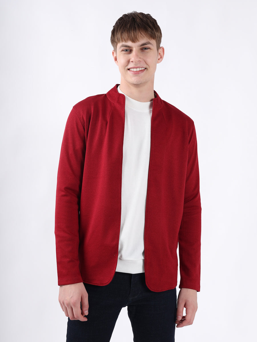 MAROON JACQUARD KNIT LIGHTWEIGHT CARDIGAN-3