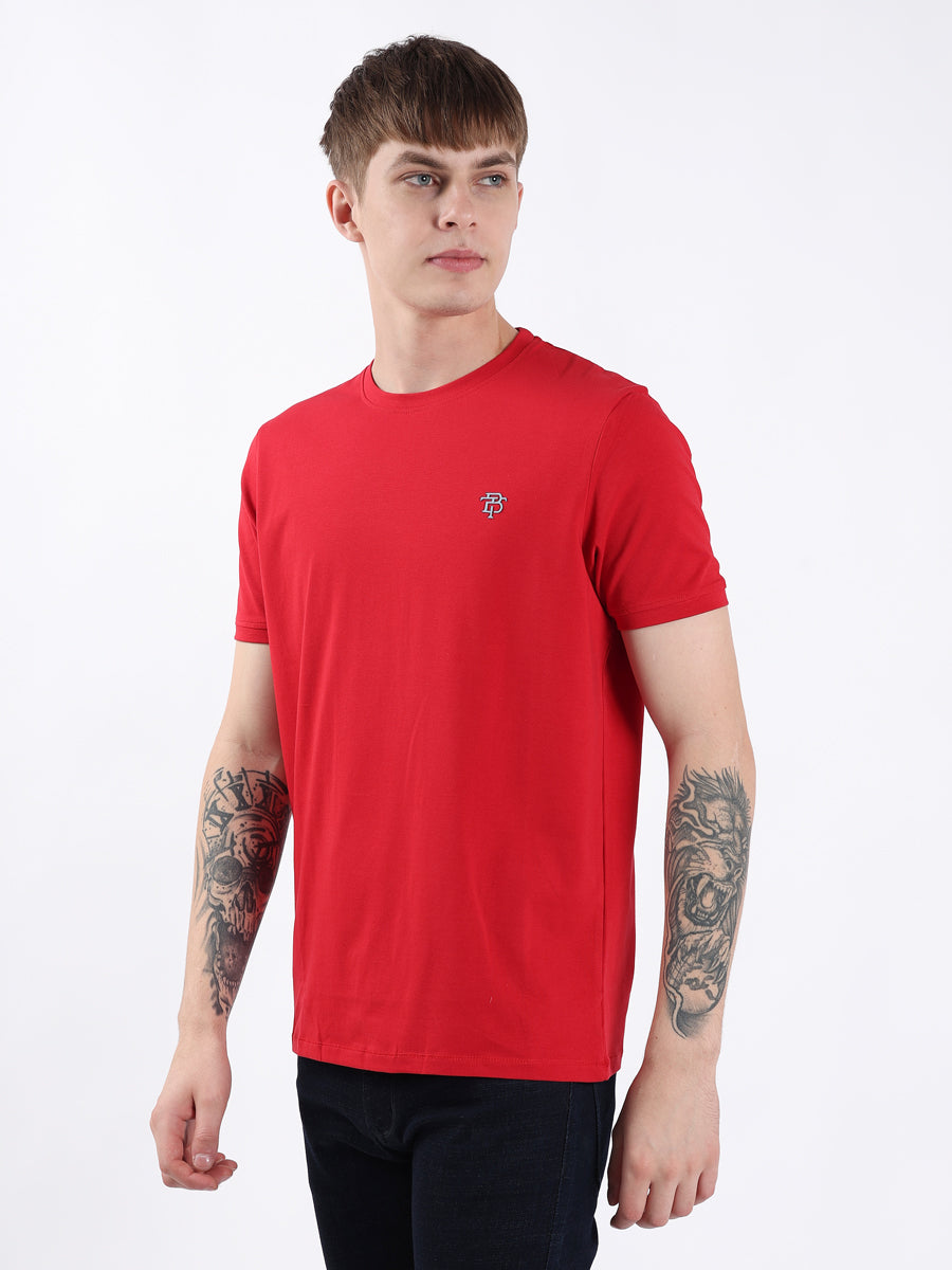 RED ROUND NECK LIGHT WEIGHT T-SHIRT-4