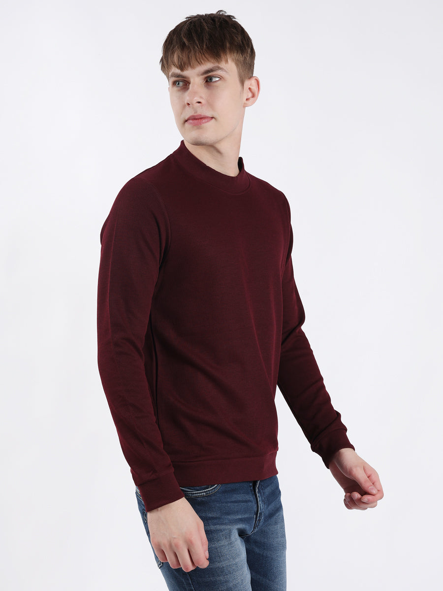 MAROON PLAIN HIGHNECK SWEATSHIRT-4