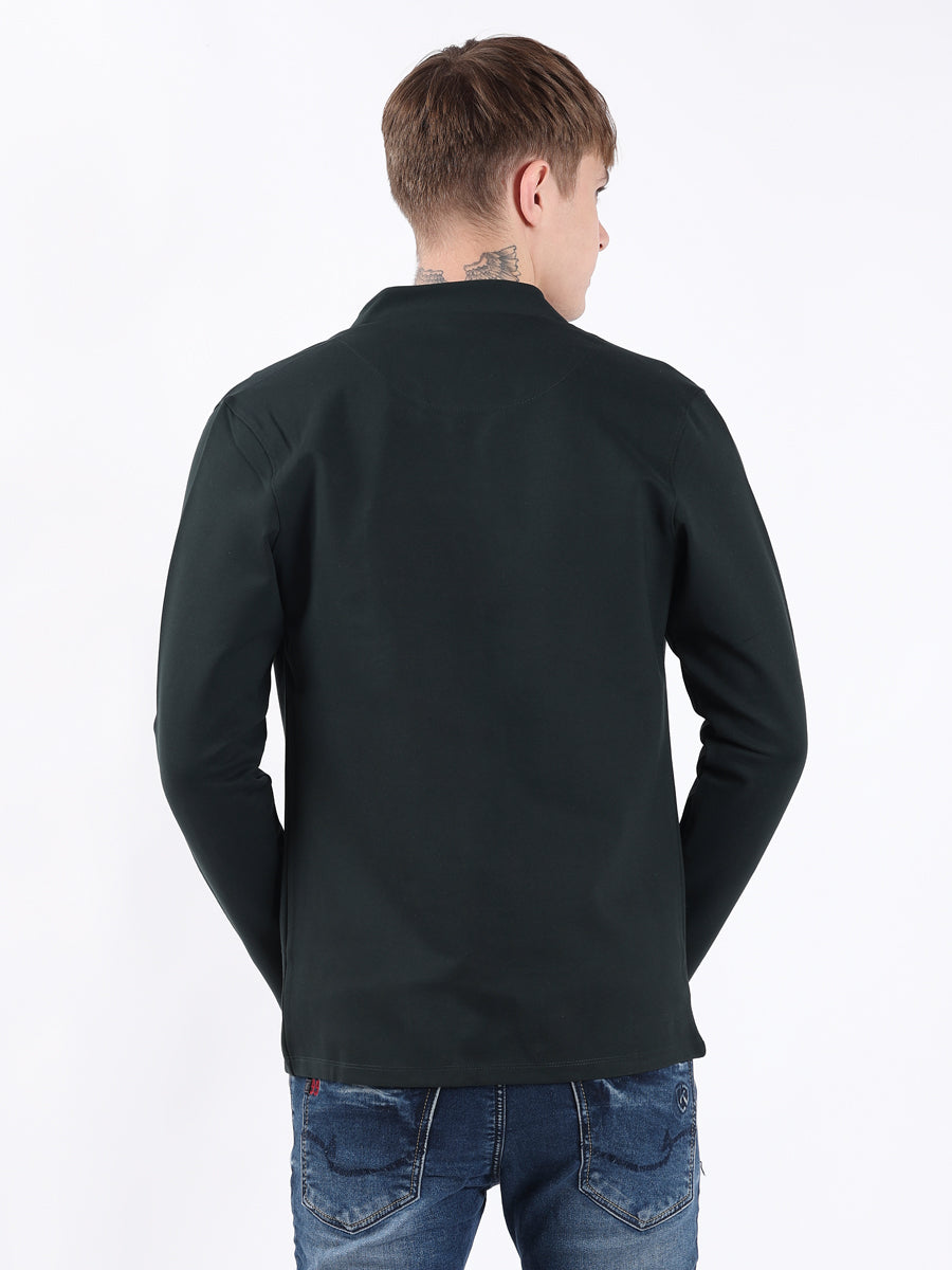 GREEN MODERN PINTUCK CARDIGAN-5