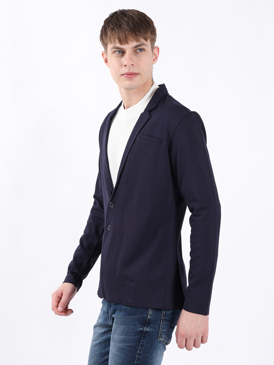 NAVY STYLISH STRETCH BLAZER-3