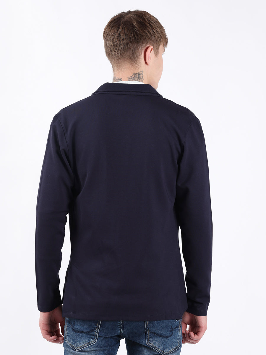 NAVY STYLISH STRETCH BLAZER-5