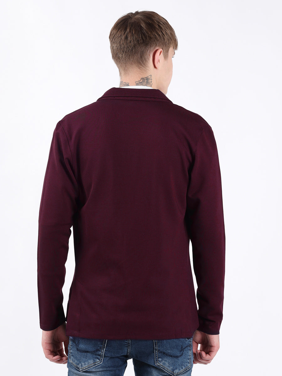 MAROON STYLISH STRETCH BLAZER-5