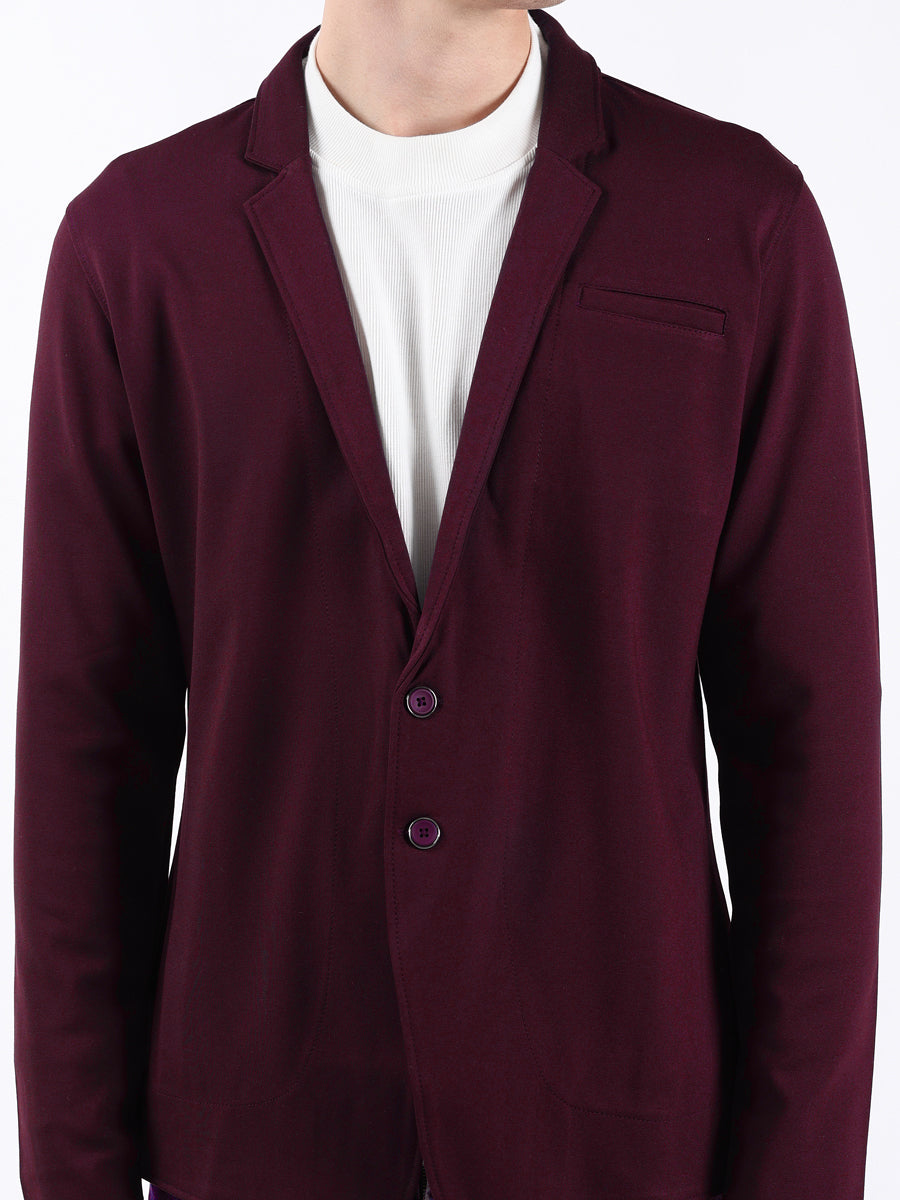 MAROON STYLISH STRETCH BLAZER-4