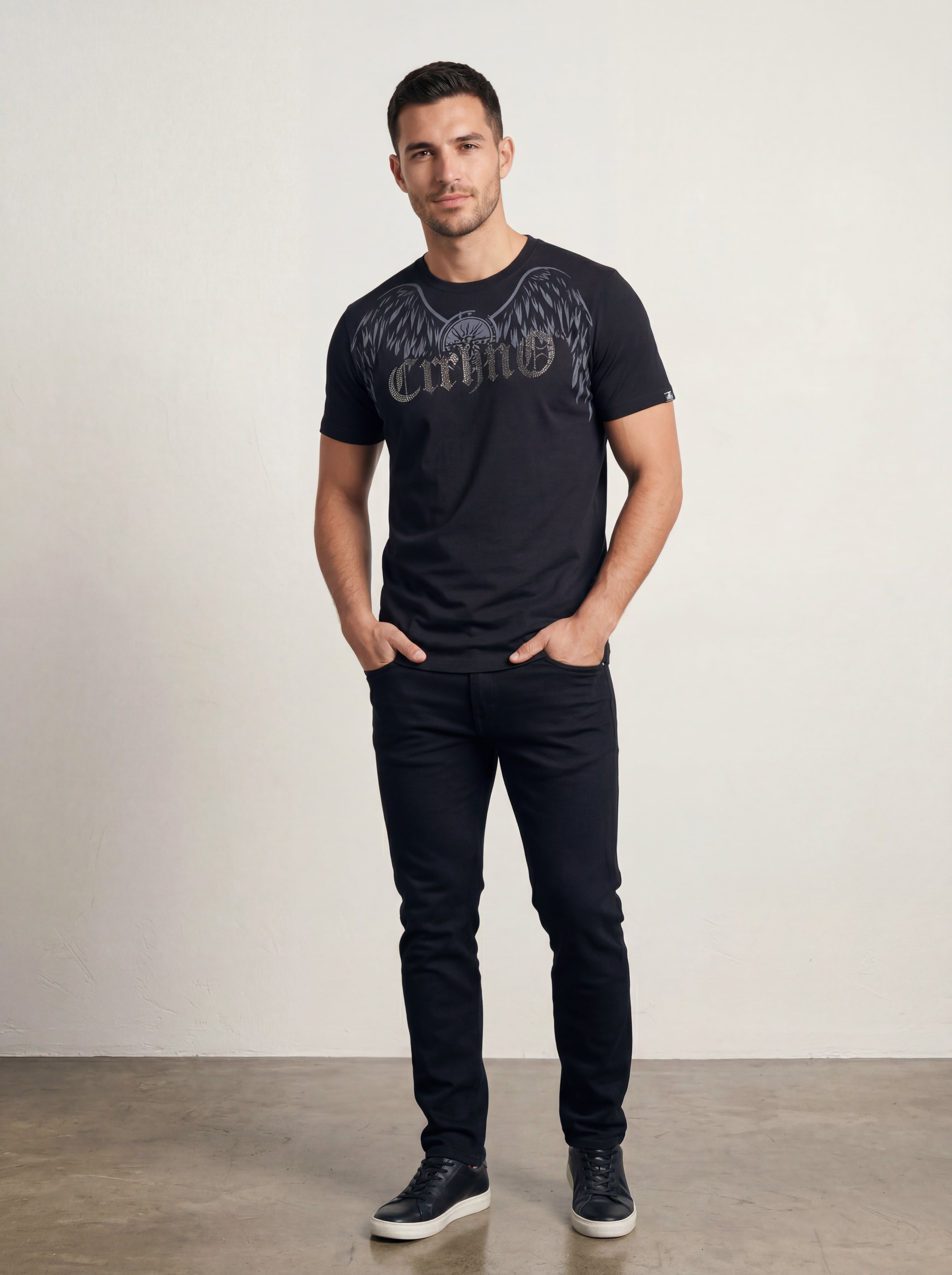 Men’s "Apex Wing" Graphic T-Shirt – Crisp Black & Silver-4