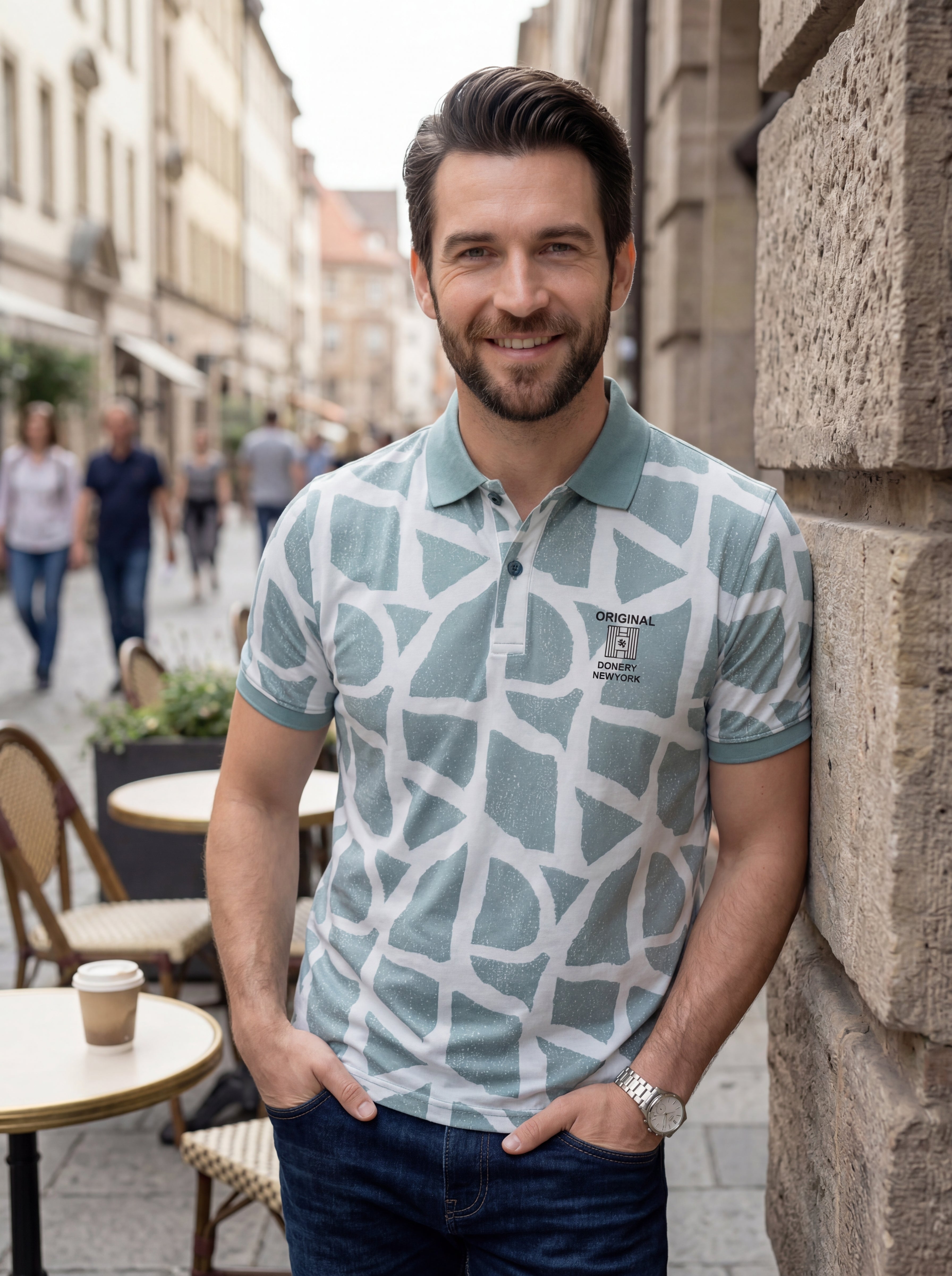 Men’s "Mosaic Geo" Printed Polo – Sage & Mint-4