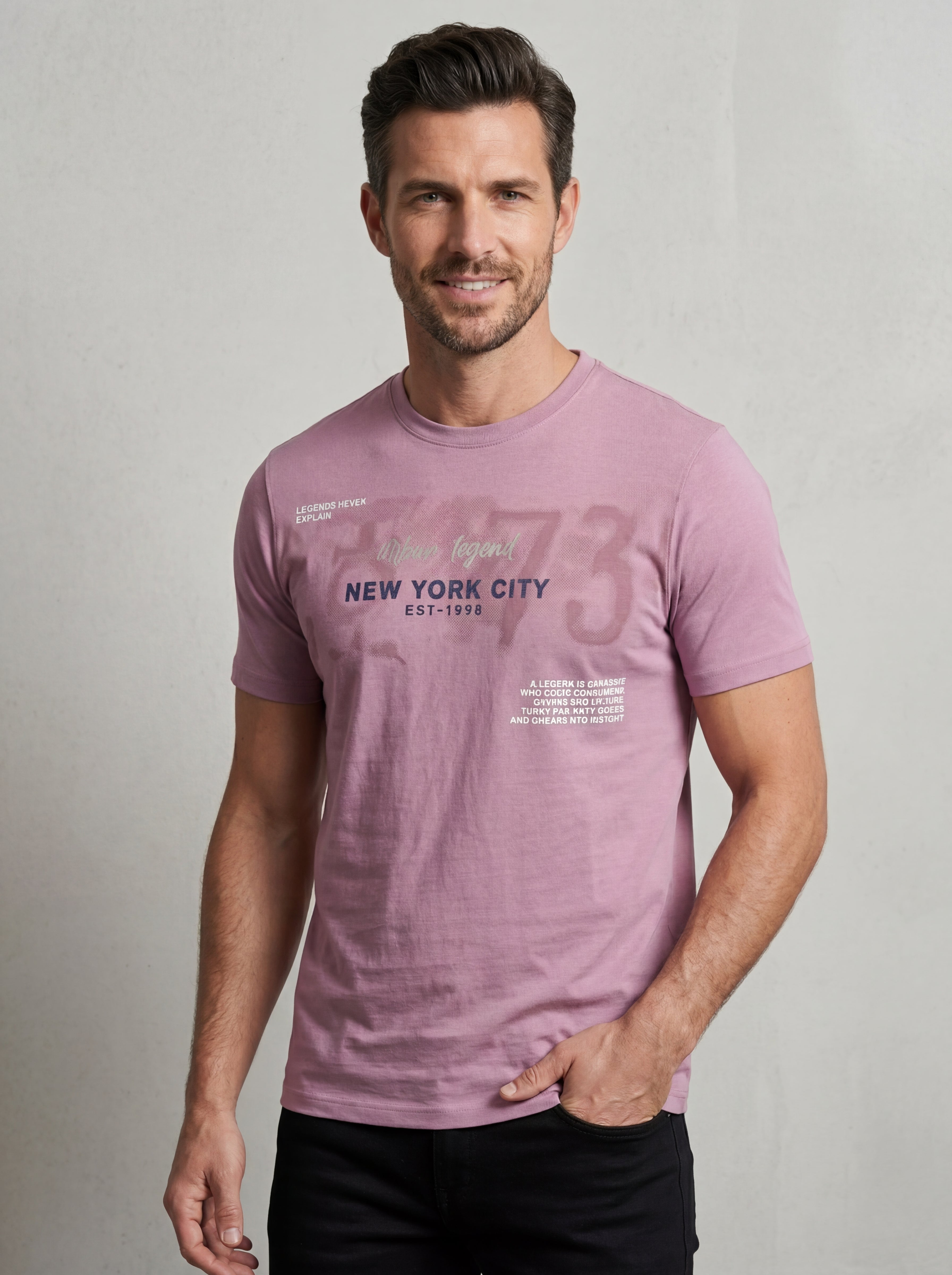 Bonnaty "Urban Legend" New York City Graphic Lilac T-Shirt