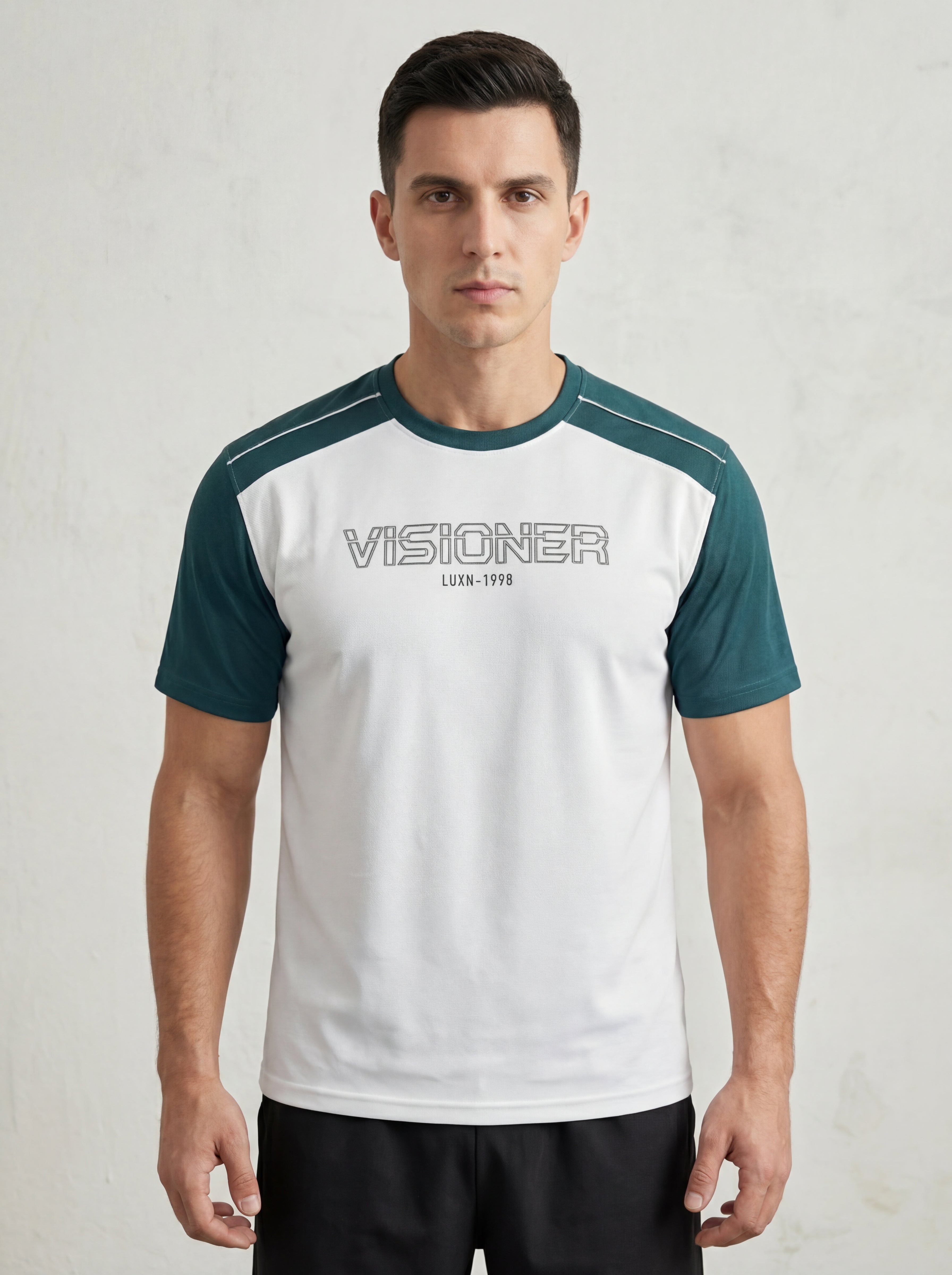 Bonnaty "Visioner" Colorblock Raglan-Style T-Shirt - White/Teal-4