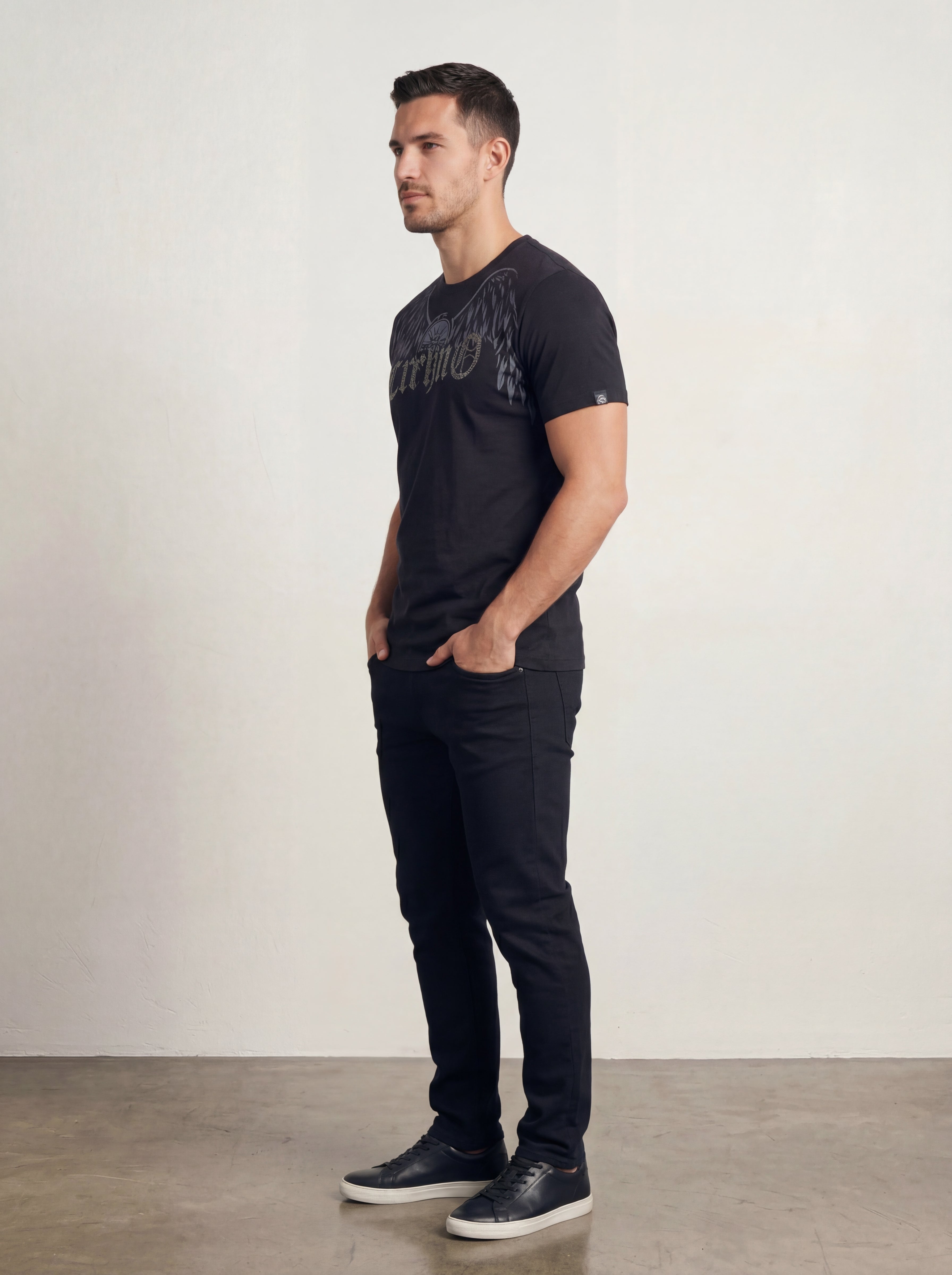 Men’s "Apex Wing" Graphic T-Shirt – Crisp Black & Silver-6