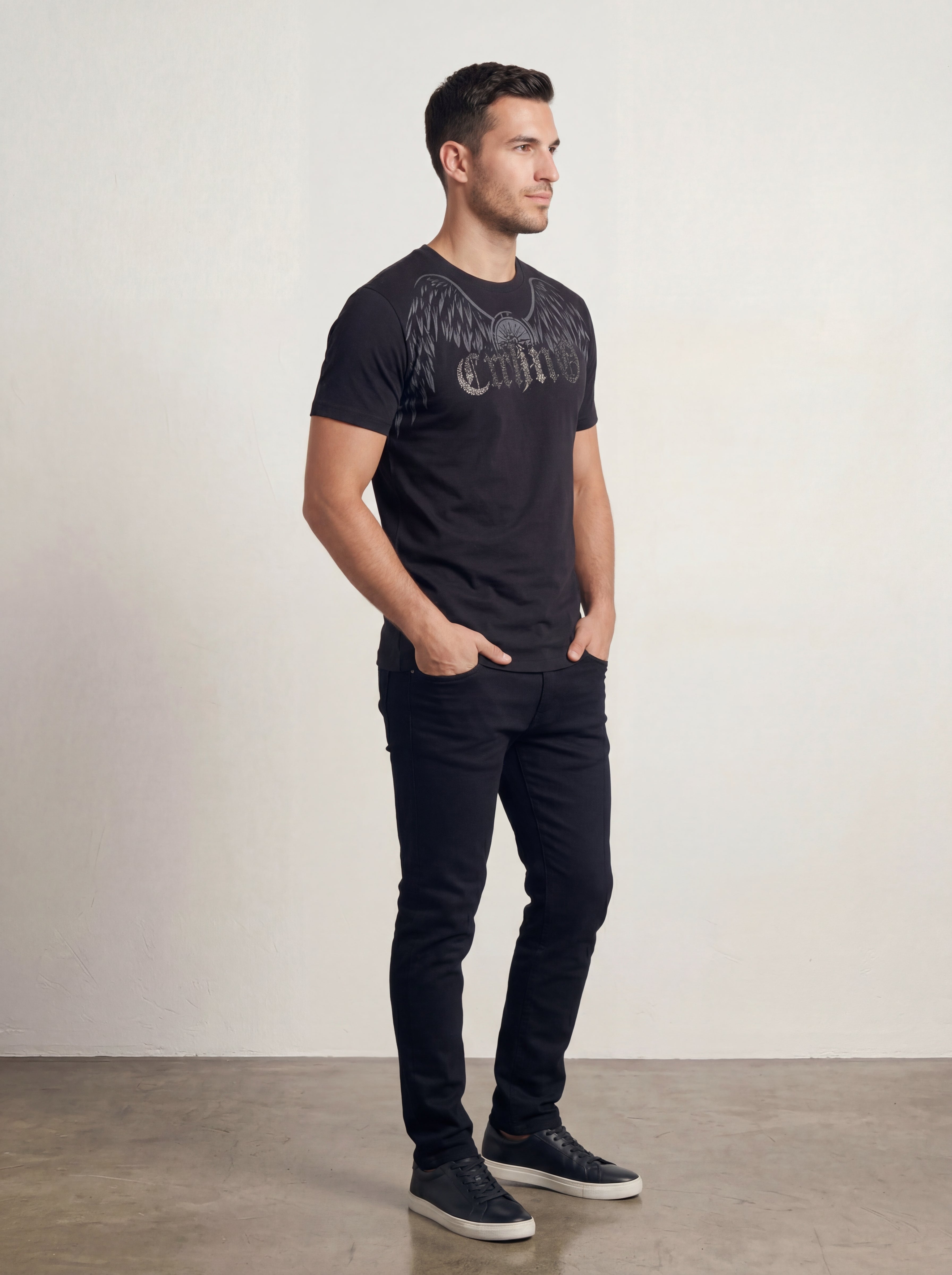 Men’s "Apex Wing" Graphic T-Shirt – Crisp Black & Silver-3